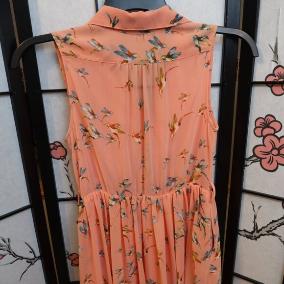 Pinkblush Floral Mini Dress - Peach and Blue Bird Pattern Maternity Dress - Picture 14 of 16